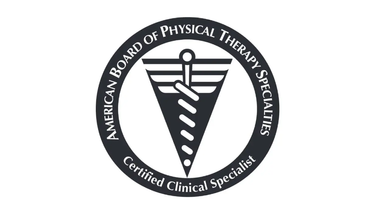 A black and white logo of the american board of physical therapy specialties.